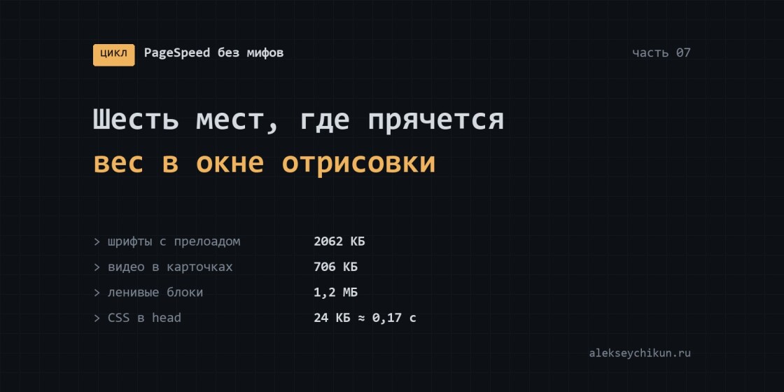 Шесть мест, где прячется вес в окне первой отрисовки