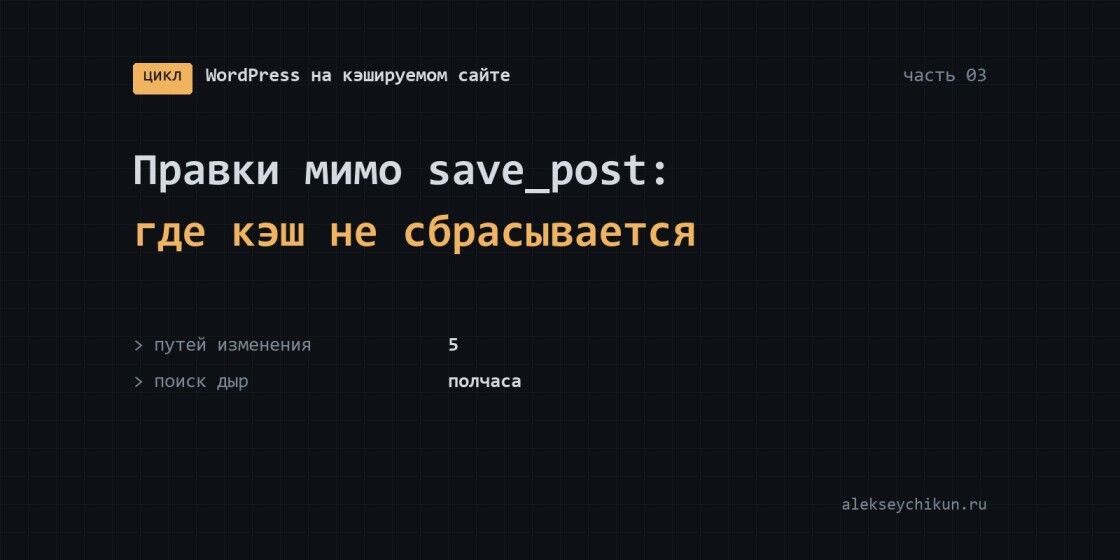 Правки мимо save_post: где WordPress меняет страницу, не сбрасывая кэш