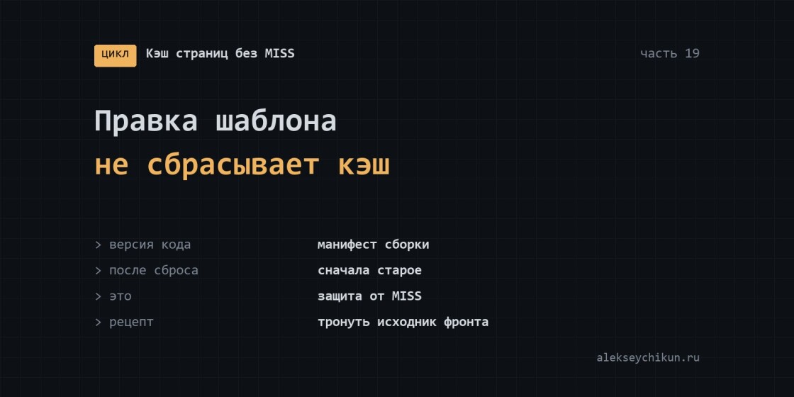 Правка шаблона не сбрасывает кэш, и очистить не помогает с первого раза