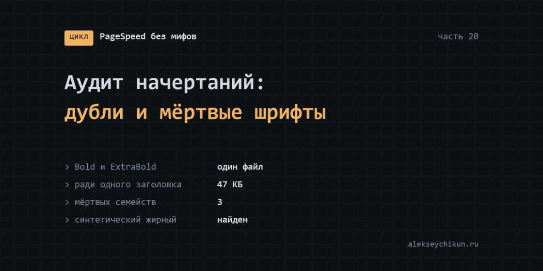 Аудит начертаний: дубли, мёртвые шрифты и синтетический жирный