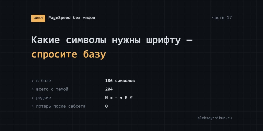 Какие символы нужны шрифту — спросите базу, а не три страницы