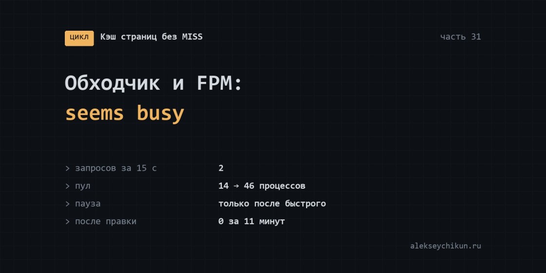 Обходчик идёт по одному запросу, а FPM пишет seems busy