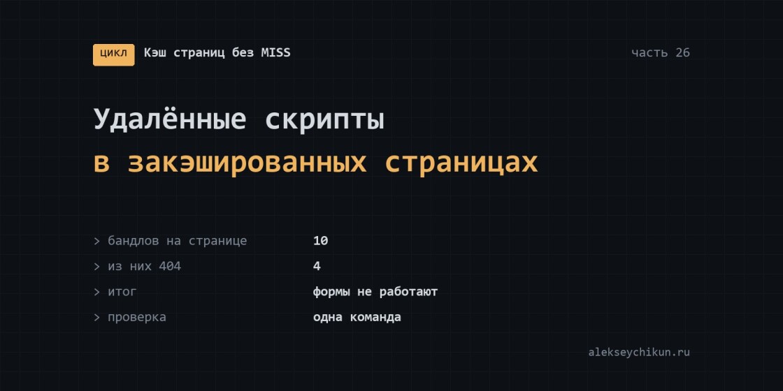 После выката закэшированные страницы ссылаются на удалённые скрипты