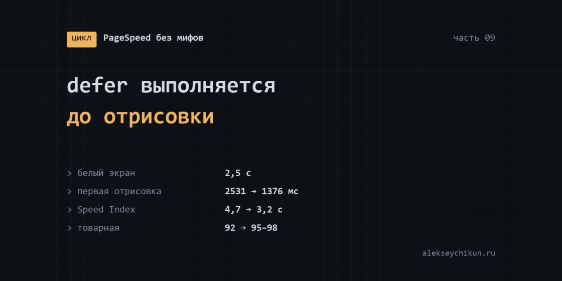 defer выполняется до отрисовки: как скрипты темы держат белый экран